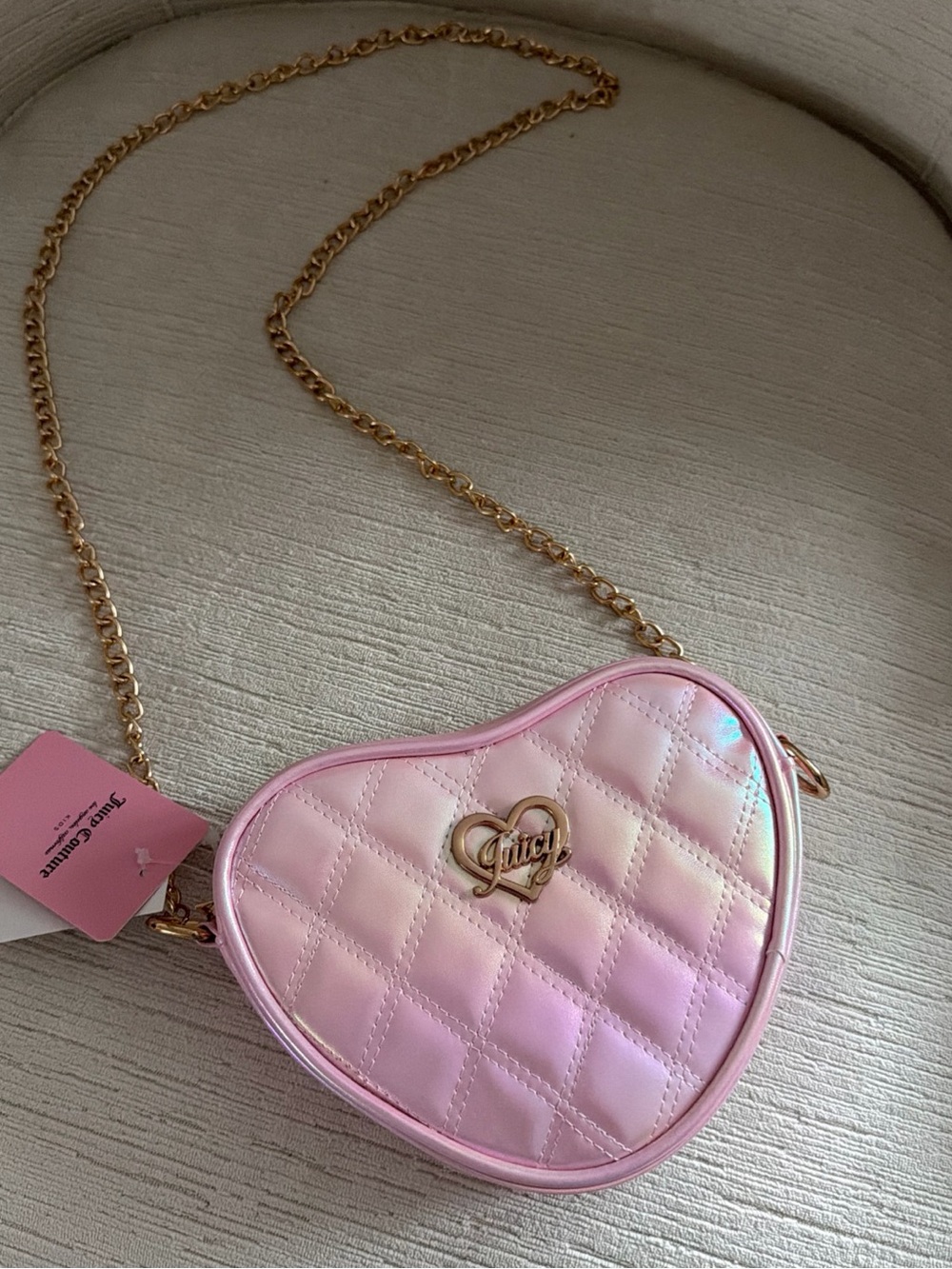 Juicy Couture Pink Heart Quilted Crossbody Bag